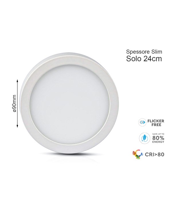 Plafoniera Pannello Led Slim Montaggio a Plafone Rotondo 90X24mm 6W 4000K SKU-4905