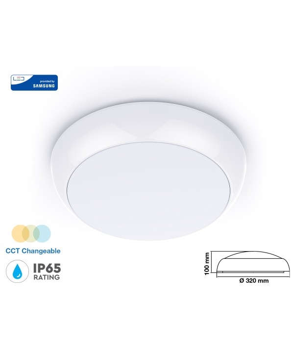 Plafoniera A Led Da Soffitto o Parete CCT 15W IP65 320mm Caldo Neutro Freddo 3 In 1 SKU-20016