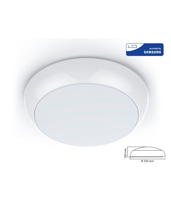 Plafoniera A Led Da Soffitto o Parete Freddo 6400K 17W IP65 Anche Esterno Diametro 320mm SKU-802