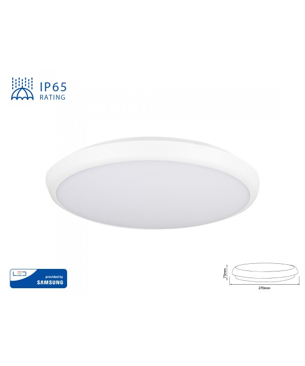 Plafoniera A Led Da Soffitto o Parete 3000K 12W IP65 Anche Esterno Diametro 270mm SKU-935
