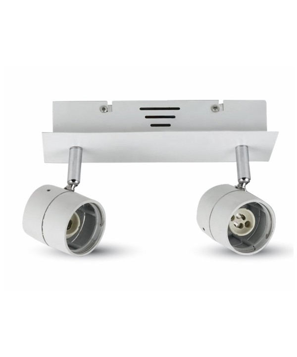 Portafaretto Da Soffitto Esterno Per 2 Teste Lampade Led GU10 Orientabile Colore Bianco SKU-3618
