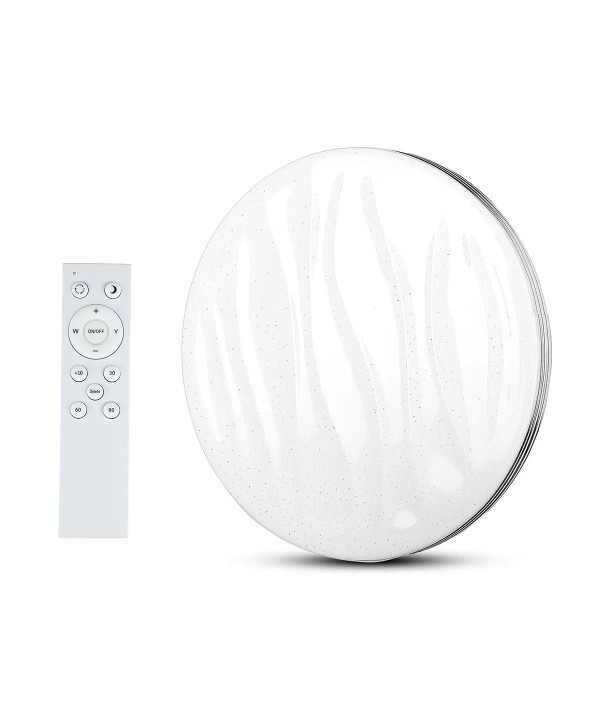 Plafoniera A Led Da Soffitto CCT 3 in 1 Rotonda 60W D498mm Effetto Stellato Ondulato Con Telecomando Incluso SKU-14611