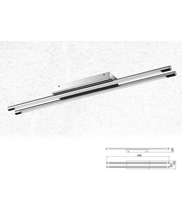 Plafoniera Led Da Soffitto Moderna Designer Sleek Doppio Tubo Lunghezza 940mm 36W 4000K SKU-3893
