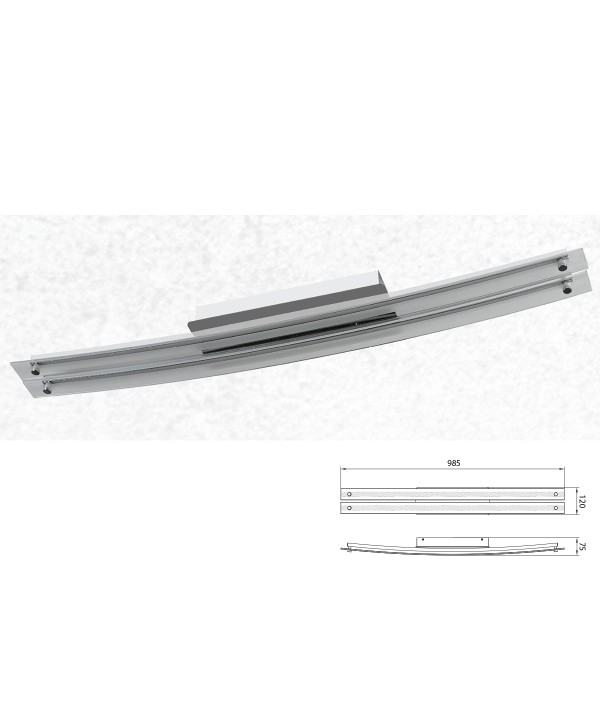 Plafoniera Led Da Soffitto Moderna Designer Bend Cromato Con Vetro Doppio Tubo Lunghezza 985mm 36W 4000K SKU-3899