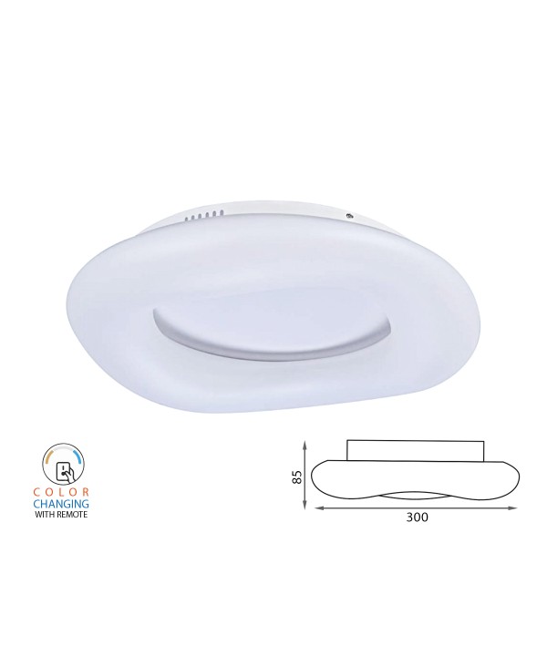 Plafoniera Led Da Soffitto Moderna Rotonda CCT Diametro 300mm 22W Dimmerabile Telecomando 3 In 1 SKU-3966