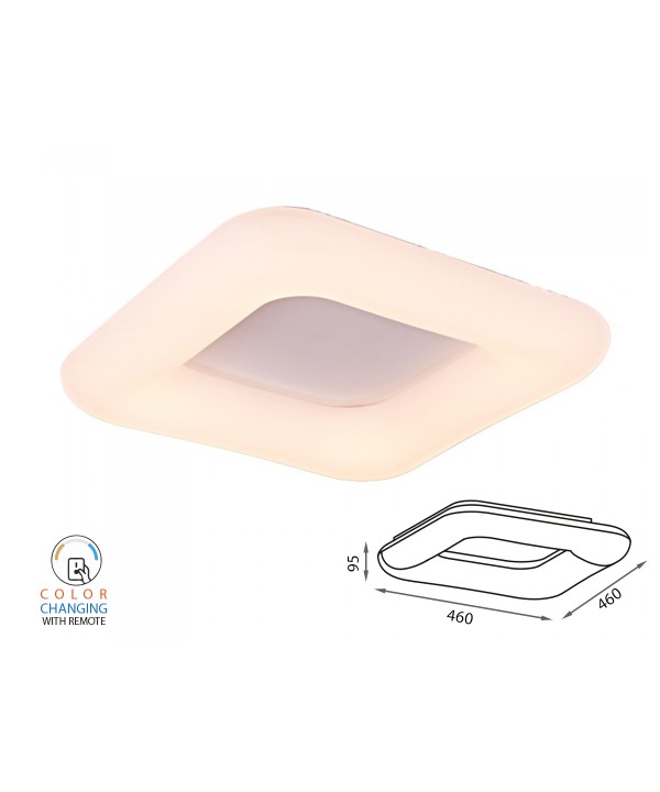 Plafoniera Led Da Soffitto Moderna CCT Quadrata 460X460mm 40W Dimmerabile Telecomando 3 In 1 SKU-3971