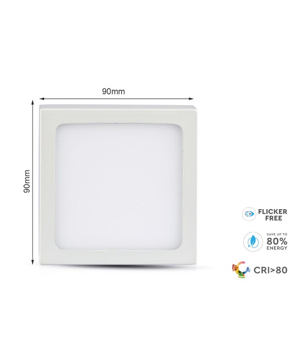 Plafoniera Pannello Led Slim Montaggio a Plafone Quadrato 90X90X24mm 6W 6000K SKU-4909