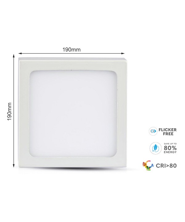 Plafoniera Pannello Led Slim Montaggio a Plafone Quadrato 190X190X24mm 18W 4000K SKU-4920