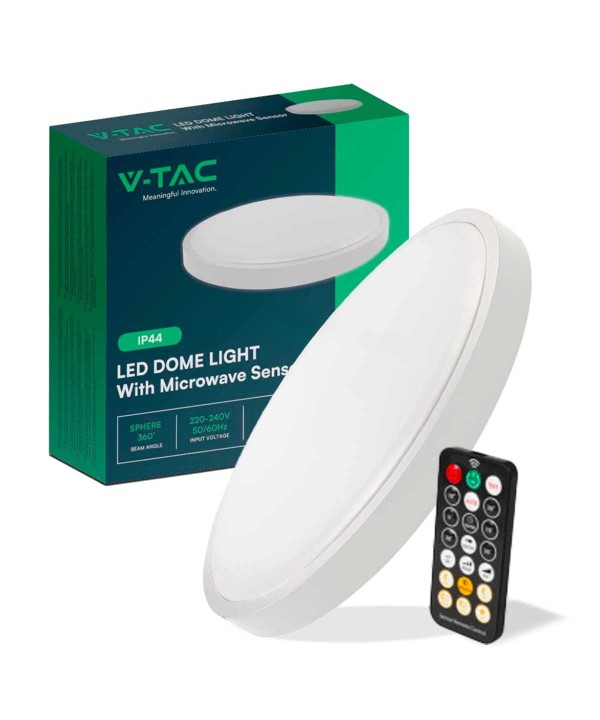 Plafoniera Led Da Soffitto Rotonda 18W 1830 Lumen con Telecomando e Sensore di Movimento a Microonde Luce Bianca 4000K IP44