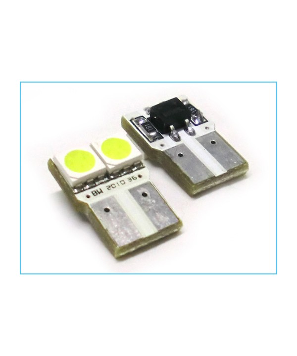 Lampada Led T10 W5W 2 Smd 5050 No Polarita Luci Targa Portiere Auto 12V Bianco