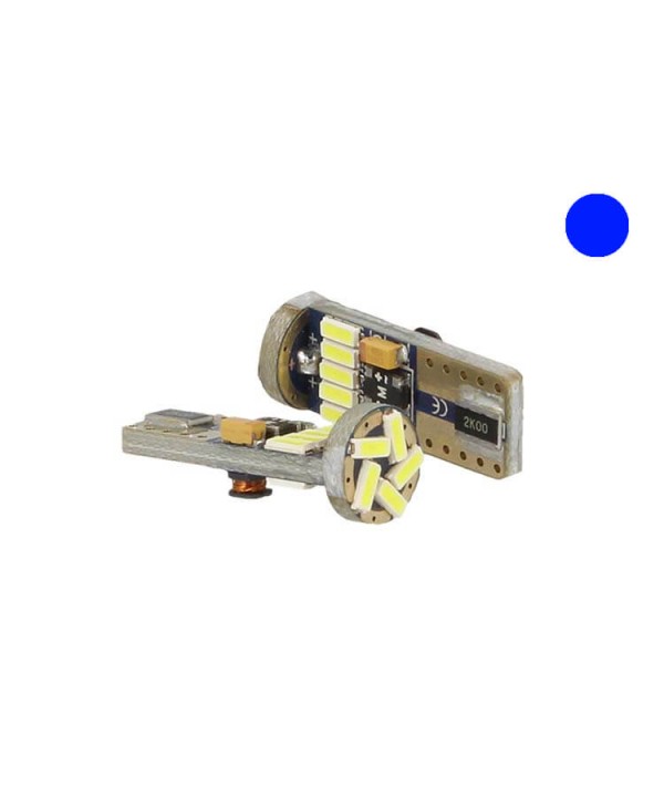 Lampadina Led Canbus T10 W5W 15 Smd 4014 Colore Blue No Errore Check Luci 12V Senza Polarita