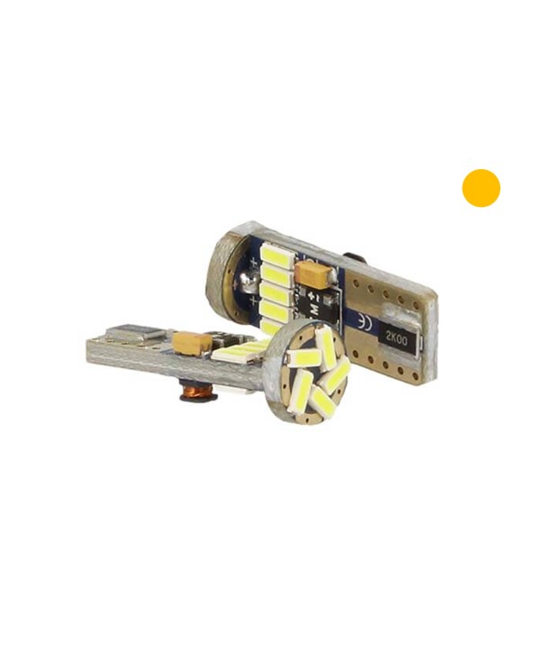 Lampadina Led Canbus T10 W5W 15 Smd 4014 Arancione Amber No Errore Check Luci 12V Senza Polarita Per Frecce Laterale