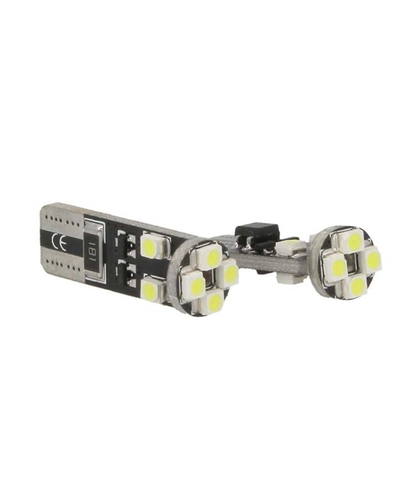 Lampadina Led Canbus T10 W5W 8 Smd 3528 Bianco No Errore Check Luci 12V Senza Polarita