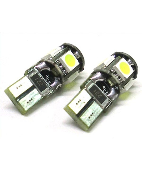 Lampada Led Canbus T10 W5W 5 Smd Bianco No Errore 12V Luci di Posizione Con Resistenza