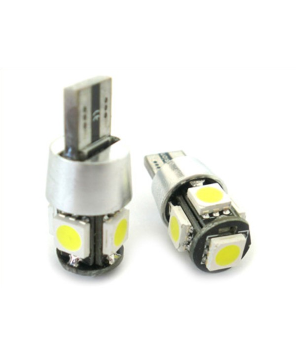 Lampada Led Canbus T10 W5W Luci di Posizione 12V 5 Smd Bianco No Errore New Con Resistenza
