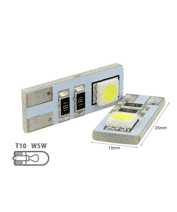 Lampada Led Canbus T10 W5W 2 Smd Bianco No Polarita No Errore Check Luci 12V