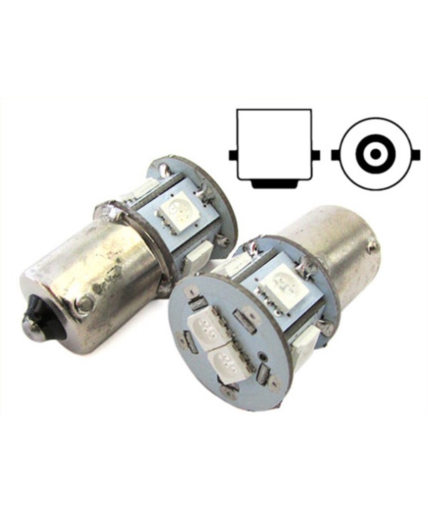 Lampada Led R5W R10W BA15S 12V Arancione Giallo Per Luci Frecce Moto Scooter Piedi Dritti 7 Smd 5050