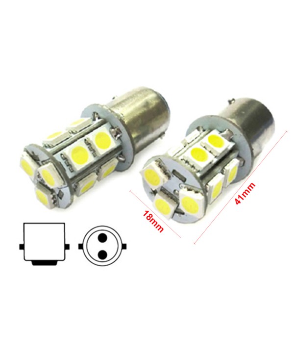 2 Lampade Led Barca Nautica BA15D B15D Bianco Freddo 12V 24V 3W No Polarita Piedi Dritti 13 Smd 5050 Baionetta G18