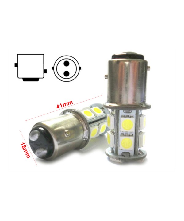 2 Lampade Led Barca Nautica BAY15D Bianco Freddo 12V 24V 3W No Polarita Piedi Sfalfati 13 Smd 5050 Baionetta G18,5