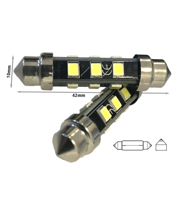24V Lampada Led Siluro T11 C5W C10W 42mm 12 smd 2835 No Polarita 360 Gradi Bianco Freddo Durata Garantita