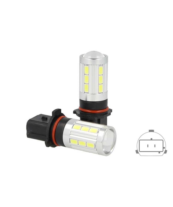 Lampada Led PSX26W H28W Bianco Per Fendinebbia Auto 12V 5W Con Lente Ingrandimento 21 Smd 5730
