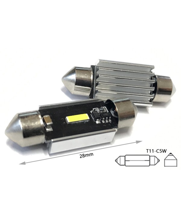 Lampadina Led Siluro Canbus Pro 28mm 1 Smd 1860 Da 5W No Errore 12V No Polarita Super Luminoso