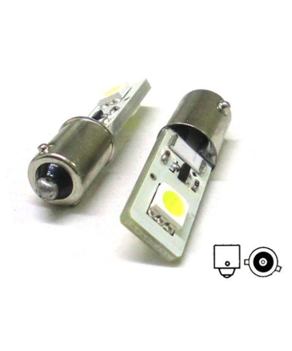 Lampada Led Canbus BAX9S H6W 2 Smd No Errore Piedi Storti 12V Luci Posizione Con Resistenza