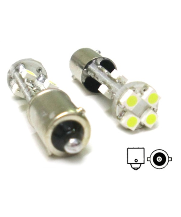 Lampada Led Canbus BA9S T4W 8 Smd No Errore Piedi Diritti 12V Con Resistenza