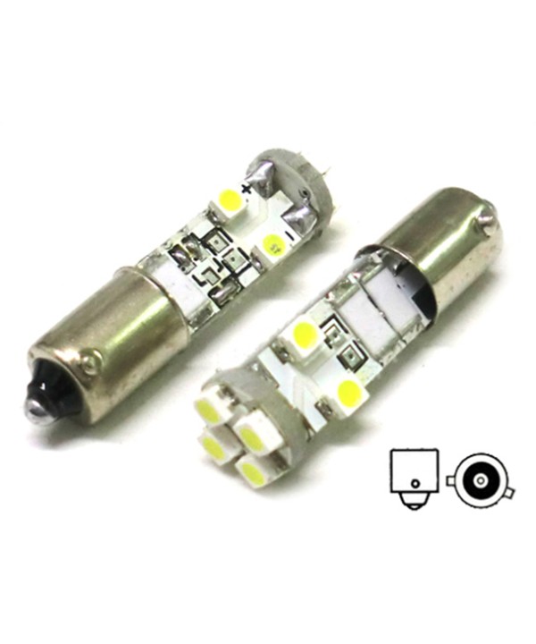 Lampada Led Canbus BAX9S H6W 8 Smd No Errore Piedi Storti 12V Luci Posizione Con Resistenza