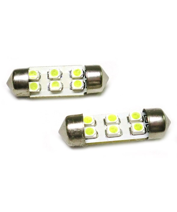 24V Lampada Led Siluro T11 C5W 31mm 6 Smd Bianco Ghiaccio Per Camion