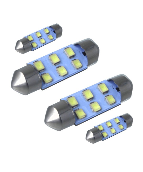 8 Pezzi 24V Lampada Led Siluro T11 C5W 36mm 6 Smd Bianco Ghiaccio Per Camion