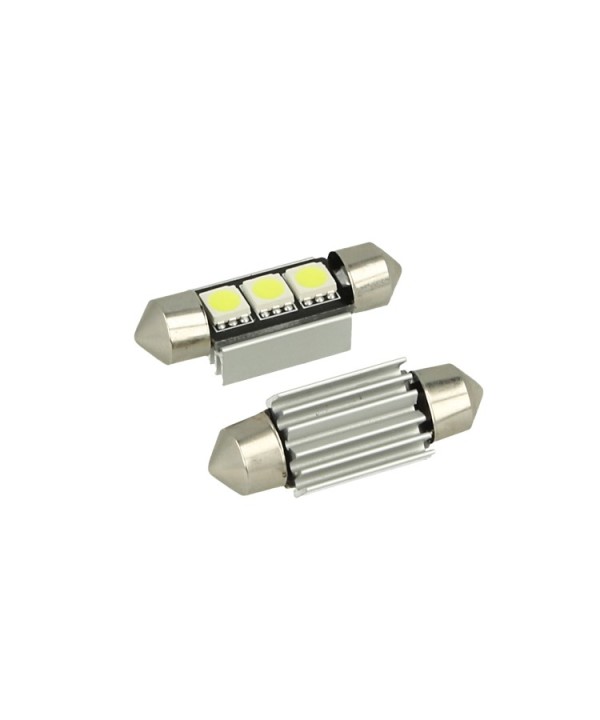 24V Lampada Led Siluro Canbus T11 C5W 36mm 3 SMD 5050 Colore Verde Per Camion Bus Barca Con Dissipatore Alluminio