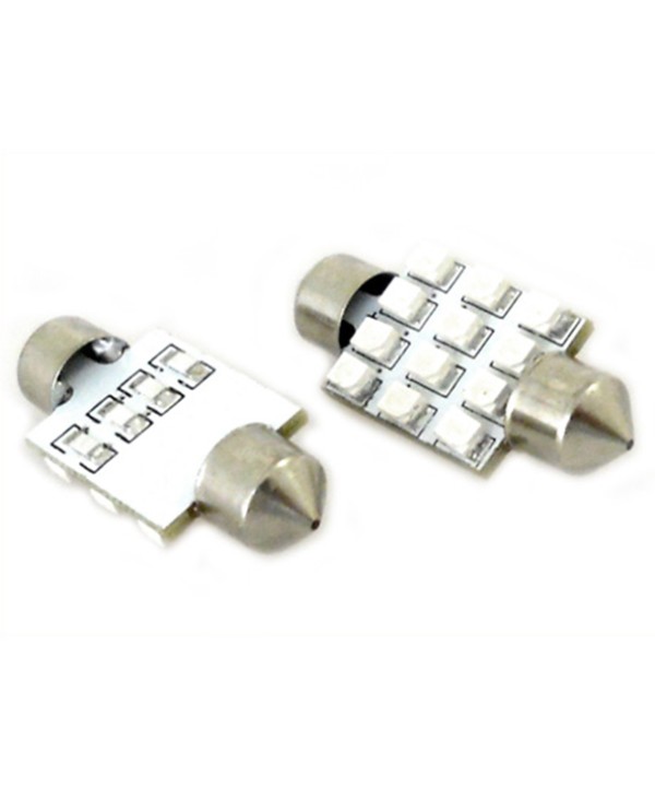 Lampada Led Siluro T11 C5W 37mm 12 Smd Colore Blue 12V Luci Targa e Lettura