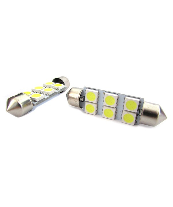 Lampada Led Siluro T11 C5W 41mm 6 Smd 5050 Bianco Ghiaccio 12V Luci Targa