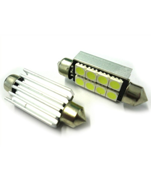 Lampadina Led Siluro Canbus T11 C5W 42mm 8 SMD 5050 12V Luci Targa Con Dissipatore