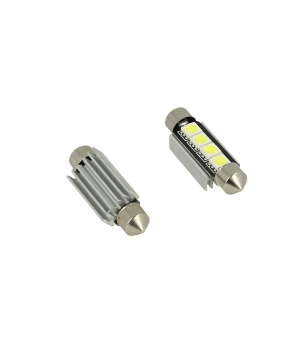 24V Lampada Led Siluro Canbus T11 C5W 42mm 4 SMD 5050 Colore Verde Per Camion Bus Barca Con Dissipatore Alluminio