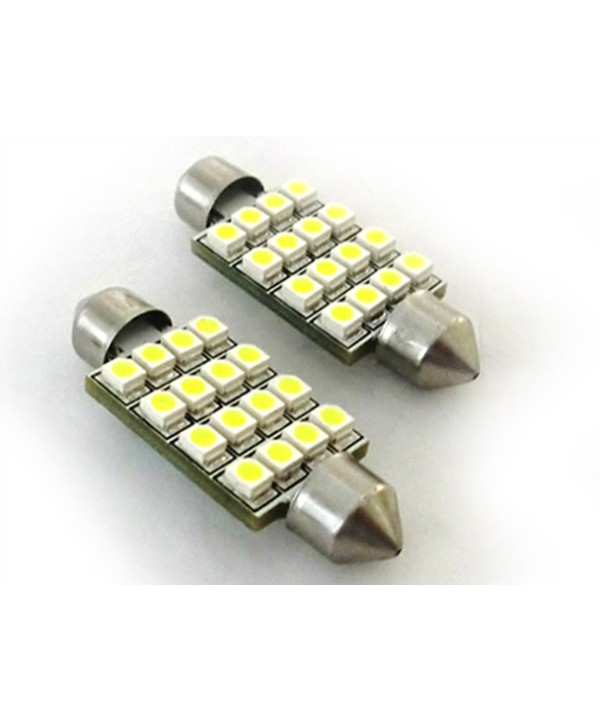 Lampada Led Siluro Canbus No Errore T11 C5W 43mm 16 SMD Luci Targa Abitacolo 12V Bianco