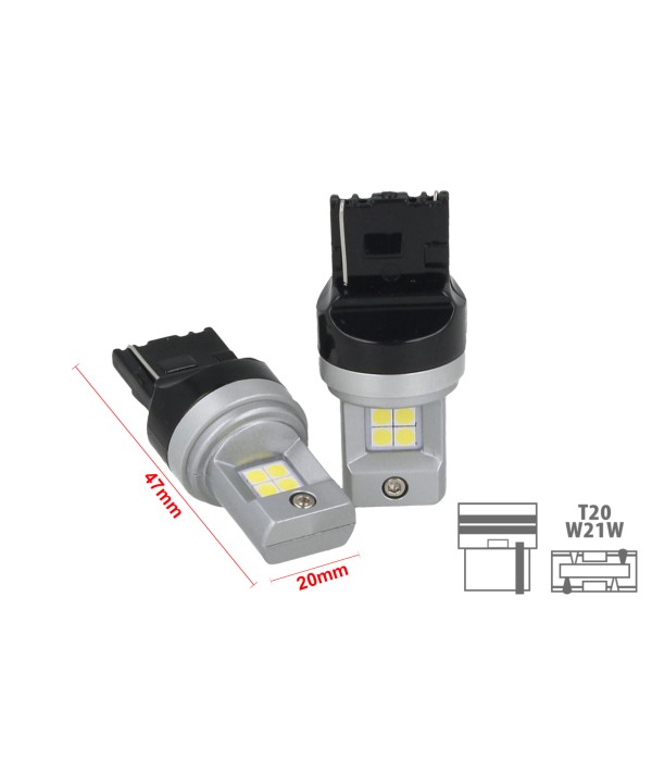 Lampada Led T20 W21W 7440 8 Smd 3030 Super Bianco Luminoso Senza Polarita 12V 8W Dimensione Ridotta Come Originale