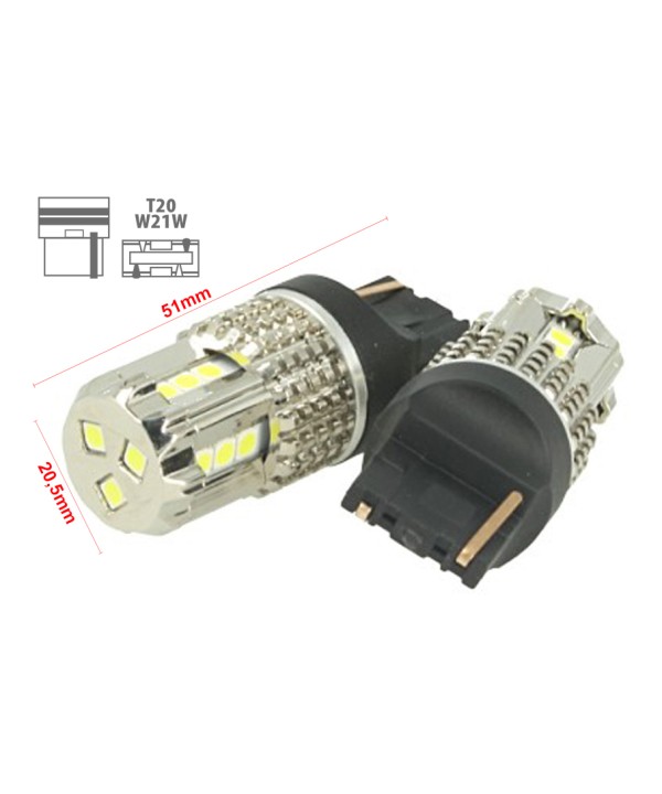 Lampada Led 7740 T20 W21W 12V 45W No Polarita Bianco Super Potente Lancia Ypsilon Iveco Daily VW Touran Audi Q3
