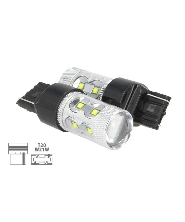Lampada Led T20 50W W21W 7440 12V 24V 10 Led Cree Da 5W Luci Diurne Lancia Ypsilon Iveco Daily Nuova VW Touran Audi Q3
