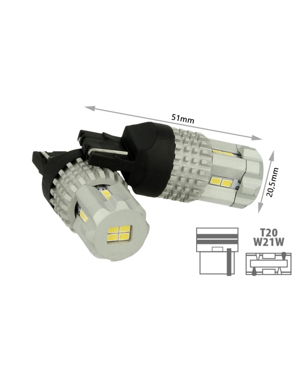 Lampada Led T20 7440 W21W 12 Smd 3020 Bianco Super Luminoso Luce Diurne Lancia Ypsilon Iveco Daily VW Touran Audi Q3