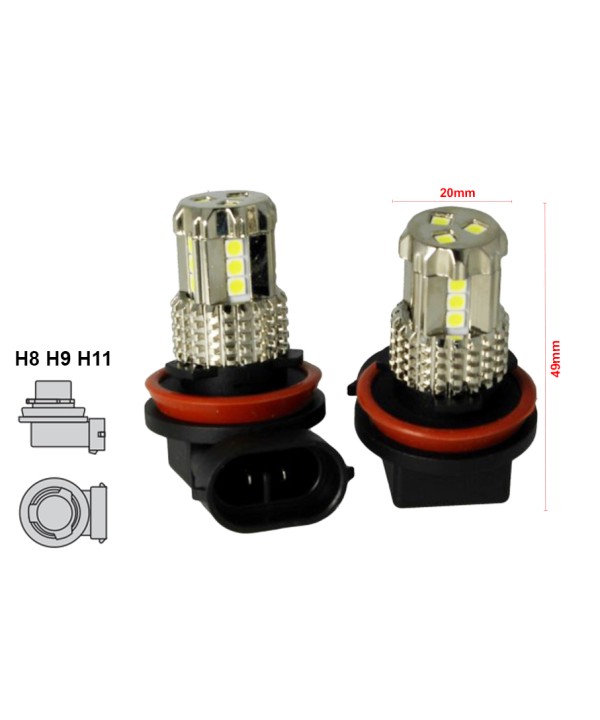 Lampada Led H8 H11 H9 12V 45W Bianco No Polarita Super Luminoso 1000 Lumens