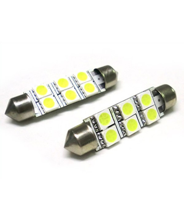 Lampada Led Siluro T11 C5W 46mm 6 Smd 5050 Bianco Ghiaccio 12V Luci Targa