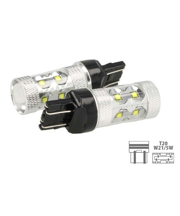 Lampada Led T20 Per Luci Diurne 50W 12V 24V W21/5W 7443 Per Dacia Duster Peugeot 208 Chevrolet Captiva