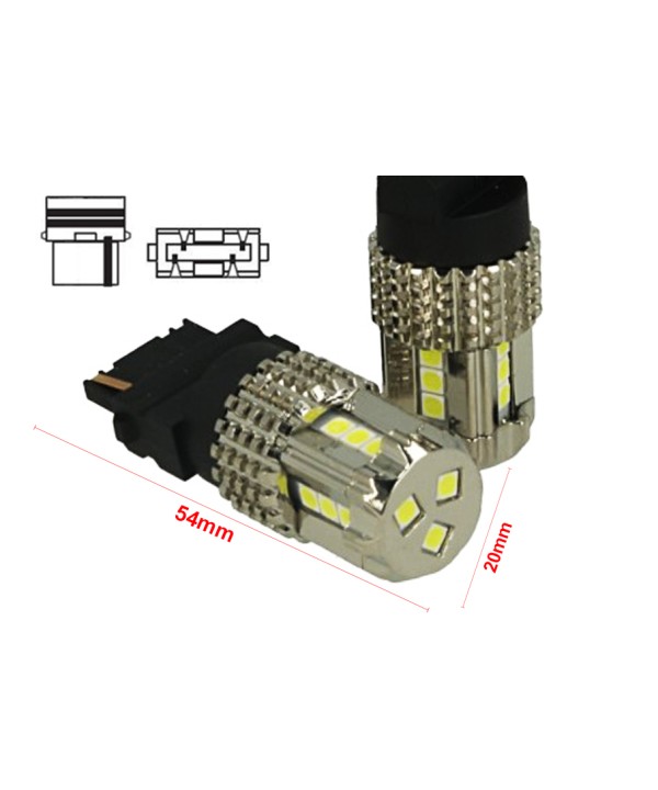 Lampada Led 3156 T25 P27W 12V 45W No Polarita Bianco Super Potente Luminoso