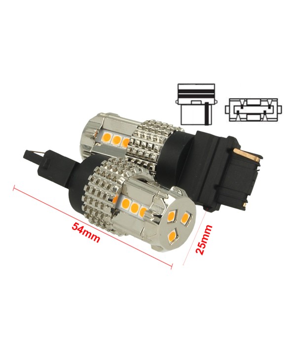 Lampada Led 3156 T25 PY27W 12V 45W No Polarita Arancione Super Luminoso Per Frecce