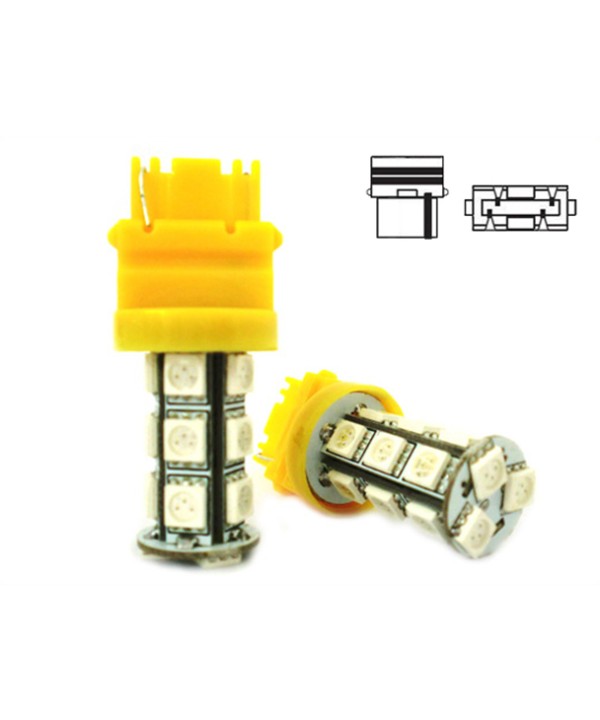 Lampada Led T25 3156 P27W 18 Smd 5050 Arancione 12V Auto W2.5x16d