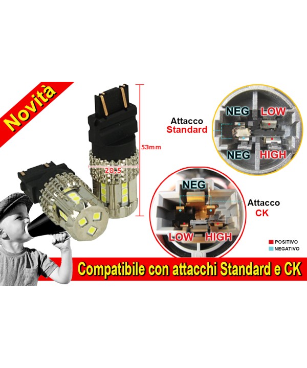 Lampada Led 3157 T25 12V 45W Bianco No Polarita Super Luminoso Compatibile Con Attacco CK Auto Americano