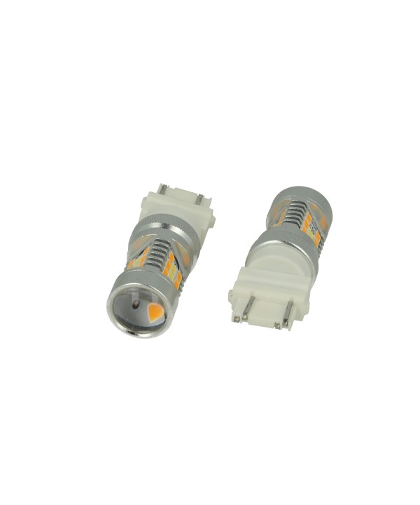 Lampada Led T25 3157 P27/7W Dual Color Bianco + Arancione 28 Smd 2835 Luci Frecce Ford