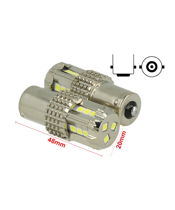 Lampada Led BA15S 1156 P21W 12V 45W Canbus Luci Diurne Audi Q7 A3 A6 Fiat 500X Renault Megane 3